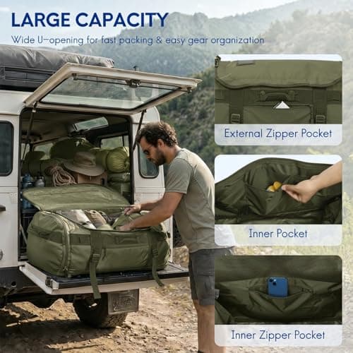 Haimont Heavy Duty Convertible Travel Duffel Backpack, 90L, Army Green — view 4
