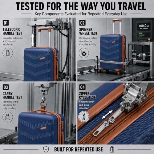 CONCEPTEN Luggage Sets 5 Piece, Expandable Hardside Suitcase with Spinner Wheels, 20/24/28 inch Travel Luggage Set, Lightweight Carry On with TSA Lock (Dark Blue) — view 4