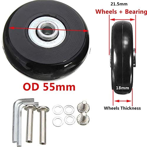 Pair of Luggage Suitcase Replacement Wheels Repair Axles Deluxe Repair Kit (50x18mm) — view 4
