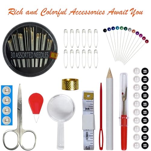 Sewing Kit with Case Portable Sewing Supplies for Home Traveler, Adults, Beginner, Emergency, Contains 18 Sewing Thread, Scissors, Needles, Measure etc,Black(7 Pack) — view 4