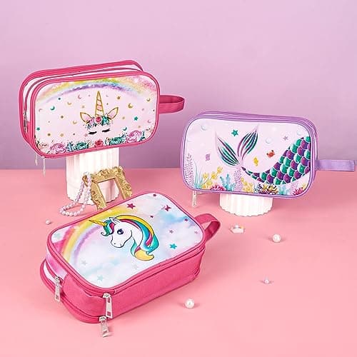 Mermaid Toiletry Bag - Travel Toiletry Bag Girls Kids Toiletries Travel Bag for Camping Trip Home Water-Resistant Portable Girls Dopp Kit for Birthday Gift Organizer with Mesh Pocket — view 5