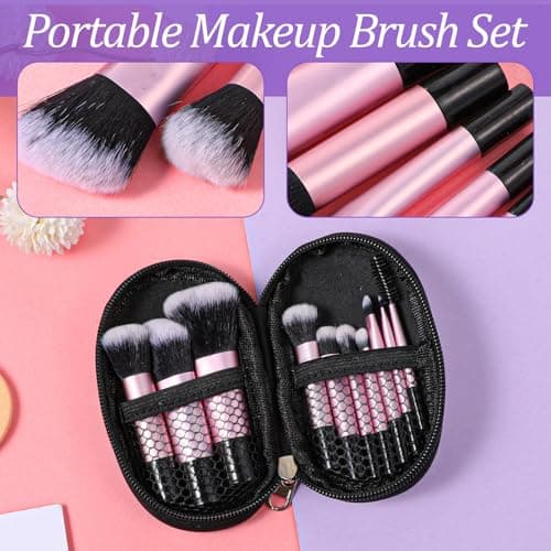HJZHII 10 Pcs Mini Travel Makeup Brush Set with Pouch, Travel Make up Brush — view 4