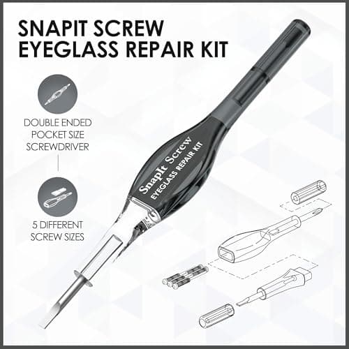 SnapIt Glasses Repair Kit, Eyeglass Repair Kit with Screws 5 Sizes, Screw Replacement Kit & Double-Ended Mini Screwdriver, Portable, Pocket & Bag Friendly, Travel Friendly, Black — view 4