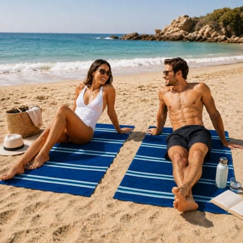 Adore Striped Beach Towels 2 Pack - Blue 75 x 150 cm — view 2