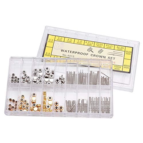 Watch Stem and Crown Set, Stainless Steel Repair Tool with Storage Box