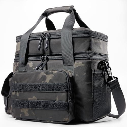 1TG Tactical Insulated Lunch Bag, Cooler Bag Thermal Food Delivery Bag Insulated Picnic Lunch Bag Foldable Cool Box for Work Travel Camping Picnic Beach, 18L-24L, Camo Black