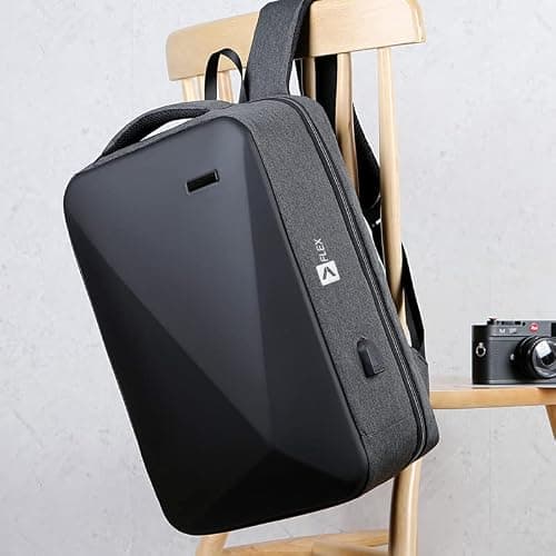 Flex Hard Shell Laptop Backpack Anti-Theft Business Bag with USB Port TSA Lock Waterproof Rucksack Improved SBS Zippers Padded Back and Belt Fits 16 Inch Laptop Lightweight Travel Bag Black — view 3