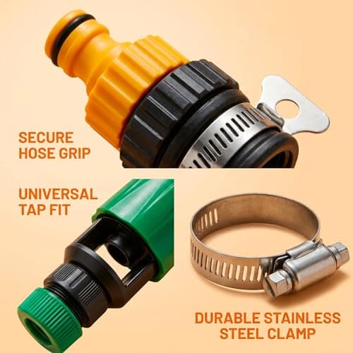 2PCS Hose Pipe Tap Connector Set, Universal Hose to Tap Connector with 12-16mm Adapter, Indoor Outdoor Tap to Hose Connector UK for Garden Watering, Car Washing, Kitchen and Bathroom Use — view 3