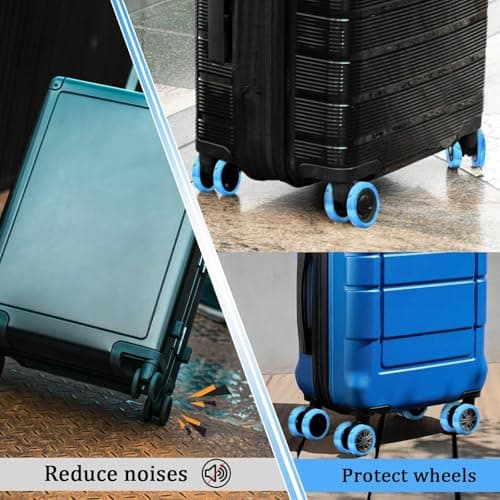8pcs Luggage Wheel Covers, Portable Silicone Luggage Wheel Protector Covers Noise-Proof Luggage Spinner Wheel Covers for Most 8 Caster Luggage (Blue + Light Blue) — view 6