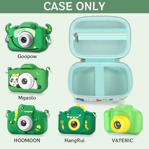 Leayjeen Kids Digital Camera Case, Compatible with Gofunly/Hangrui/Cocopa/GREENKINDER/YunLone/arnssien/Vavkasi, Christmas Birthday Gift Toys for Boys and Girls(Case Only) Green Dinosaur — view 3