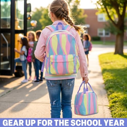 Get Trend Girls Backpack Set, 4 Pcs Swirl Corduroy School Bag — view 2