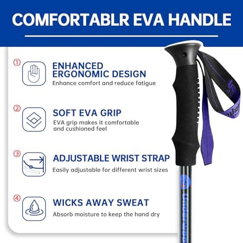 Telescopic Walking Sticks for Men and Women,2 Pack Adjustable Hiking Poles — view 4