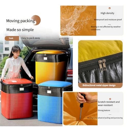 PolMinrs 3 Pack (180L/140L/104L) Moving Bags Extra Large Strong,Large Storage Bag with Zips for Clothes Moving Camping Garden Tools Moving Totes Holiday Decorations Storage(blue) — view 4