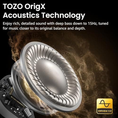 TOZO NC9 Hybrid Active Noise Cancelling Earbuds for Travel Work Calls, 45dB ANC Wireless Earbuds, 6-Mic ENC for Clear Calls, Deep Bass 60H Playtime IPX8 Bluetooth 5.3 Ear Buds with App for Custom EQ — view 3