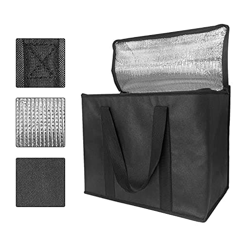 Set of 2 XL Large Premium Quality Insulated Collapsible Cooler Bag with Zipper Closure,Reusable Grocery Shopping Bag Keep Food Hot or Cold,Ideal for Uber Eats,Instacart,Restaurant Food Delivery — view 6