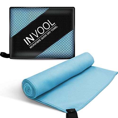 Invool Microfiber Towel, 50X100cm 5 Colours with Carry Bag - Quick Dry Towel for Travel, Camping, Fitness, Beach, Vacation, Fast Drying and Absorbent (Light Blue) — view 4