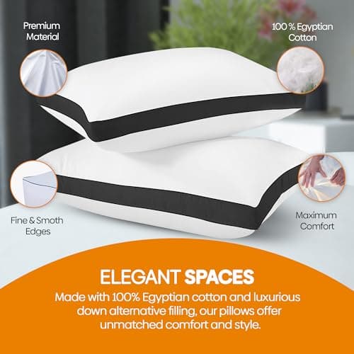 Oliver Bedding Egyptian Cotton Box Pillows 2 Pack- Breathable Hotel Pillows — view 4