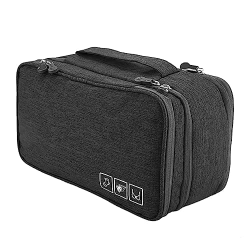 AKLOSIPY Portable Travel Storage Underwear Bra Socks Bag USB Cable Tech Accessory Case – Compact .5” X .5” X 3.” Multi-Compartment Packing Pouch for Women Men Digital Nomads Gym Business (Black) — view 3