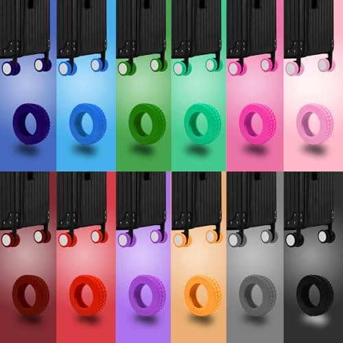 IRAINSUN (8 Pack Silicone Luggage Wheel Covers for 8-Spinner Wheel Suitcases, Mute & Shock Absorption Protector, Wear-Resistant & Noise-Reducing, Perfect for Travel (Luminous Pink) — view 2