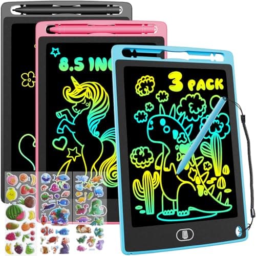 Electight 3 Pack 8.5 Inch LCD Drawing Tablet for Kids, Colorful Writing Board Kids Toys Gifts Learning Educational Toys for 3 4 5 6 7 Year Old Boys Girls Black Pink Blue