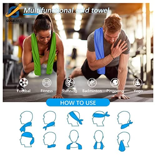 GUGELIVES [6 Pack Cooling Towel, Ice Sports Towel, Cool Towel for Instant Cooling,for Yoga, Travel, Golf, Gym,Camping, Fitness, Running, Workout & More Activities (35"x12") — view 3