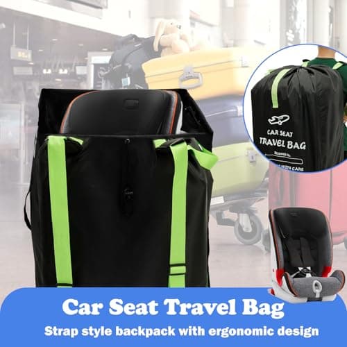 NZWBSHSSP Car Seat Travel Bag for Airplane Gate Check - Universal Large Waterproof Baby Car Seat Bag with Shoulder Strap & Storage Pouch for Infant Child Seats Baby Travel Essentials — view 4
