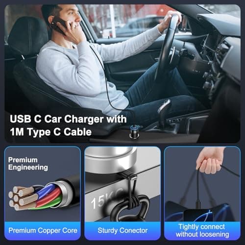 Samsung Car Charger Fast Charge, USB C Car Phone Charger Cigarette Lighter — view 6