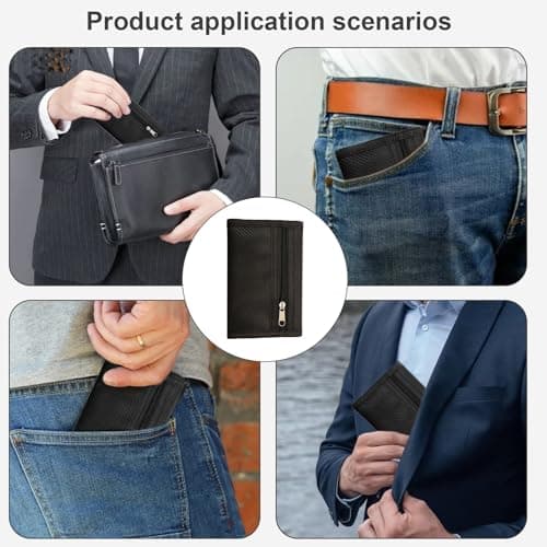 Slim Wallet for Men UK Trifold, RFID Blocking Travel Wallet, Secure Credit Card Holder, Compact Travel Small Coin Purse with Carbon Fiber, Sports Purse with Zipper for Travel Fathers Boyfriends Gift — view 5