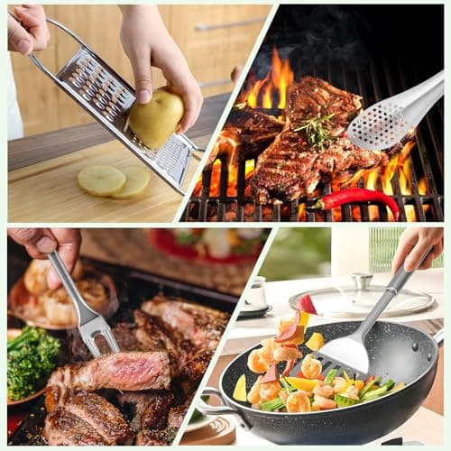 Portable Camping Cooking Utensils Set, 36 Pcs Stainless Steel Camping Kitchen Utensil Organizer, Cutting Board, Bottle Opener and Storage Bag Camping Accessories for Hiking Travel Picnic Gifts — view 6