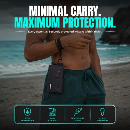 Drench Waterproof Wallet for Beach & Water Adventures, Black — view 5