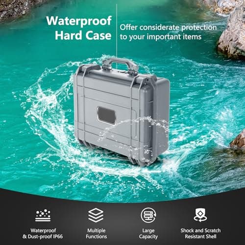 COSTWAY Portable Waterproof Hard Case, Compact Camera Case with Customizable Fit Foam, Dustproof Protective Tool Box for Electronics, Drones, Camera and Lens (Grey, 13 Inch, 34x31x16cm) — view 2