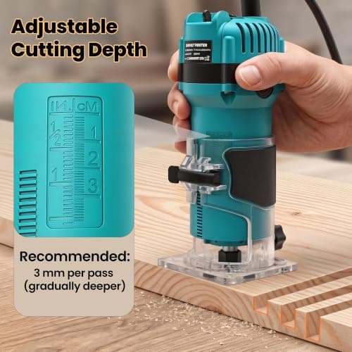 YEARTOP 800W Palm Router Tool 6-Speed Trim Router with 1/4"(6.35mm) 5 Bits — view 4