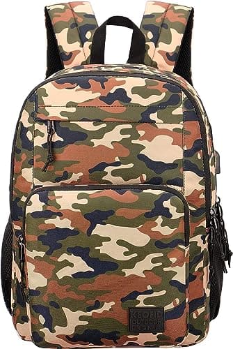 KEOFID classic carry-on travel backpack for men and women, Anti theft laptop backpack with USB charging port (Camouflage) — view 2