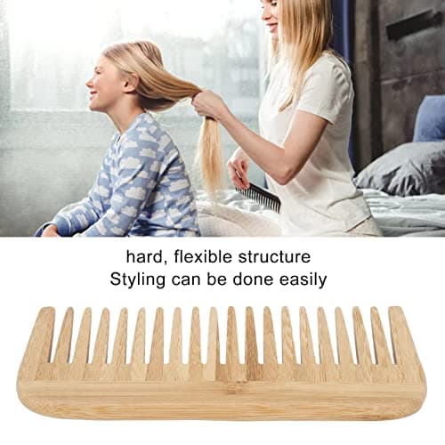 Bamjour Wide Tooth Bamboo Hair Comb Reduce Strong Flexible Portable Home Travel — view 5
