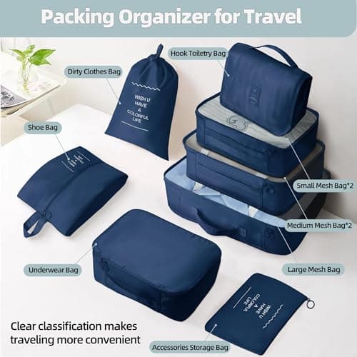 Porslin 8 Pack Packing Cubes for Travel Storage Bags and Packing Bags for Travel, Luggage Storage Set with Mesh Storage Bag for Travel Clothes — view 2