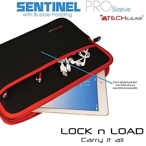TECHGEAR Pro Sleeve [10] Slim Neoprene Zipped Protective Sleeve Case Cover, Anti-Shock Bubble Interior fits Samsung Tab A 10.1 2019, T580, Tab A 10.5 T590, Tab S6 T860, S5e S4 10.5, Tab S3 S2 9.7 etc — view 6