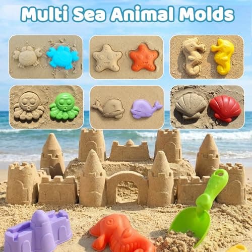 Beach Toys Set, 31pc Play Sand Toys for Toddlers, Collapsible Bucket and Spade Set ,Outdoor Fun Sand Tools for Kids, Girls Boys Summer Beach Games,Summer Outdoor Travel Toys for Kids Toddlers Girls — view 6