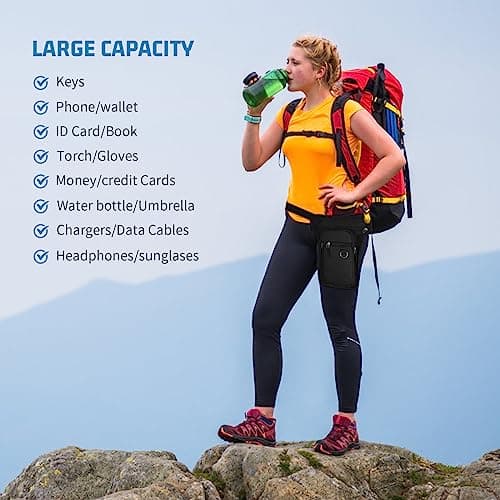 Zsanhua Drop Leg Bag for Men Women, Waist Pack Waterproof Thigh Pack Leg Pouch Bag, Multi-Pocket Waist Fanny Pouch Waist Belt Hip Bag Motorcycle Riding Hiking Waist Fanny Pack — view 6