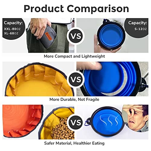 LumoLeaf Collapsible Dog Travel Bowls, Large Lightweight Foldable, Water & Food Bowls for Pets Dogs & Cats with Zipper (2 Pack (2.5L+2L)) — view 6