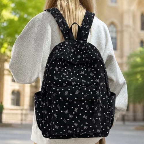 Girls Corduroy School Backpack Lightweight Casual Tote for Winter Laptop,Soft Corduroy | Lightweight Design | Laptop Compatible | Winter Casual Style | Shoulder Tote — view 3
