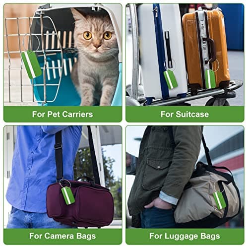 Luggage Tags, 2Pcs Aluminum Alloy Baggage Labels, Suitcase ID Tag Set, Handbag Tag Labels Travel Accessories for Checked Luggage, Hand Luggage and Handbags - Green — view 6