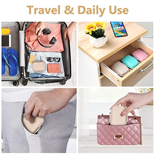 ACWOO Pill Box Organiser, 1Pcs Portable Medicine Storage Box with 8 Compartments, Pill Case Pill Dispenser to Hold Vitamins, Cod Liver Oil, Supplements and Medication for Travel & Work (Beige) — view 6