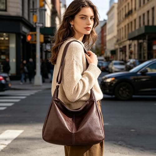 Aodotx Women's Hobo Crossbody Bag Vegan Leather Bag 34cm Adjustable Strap — view 2