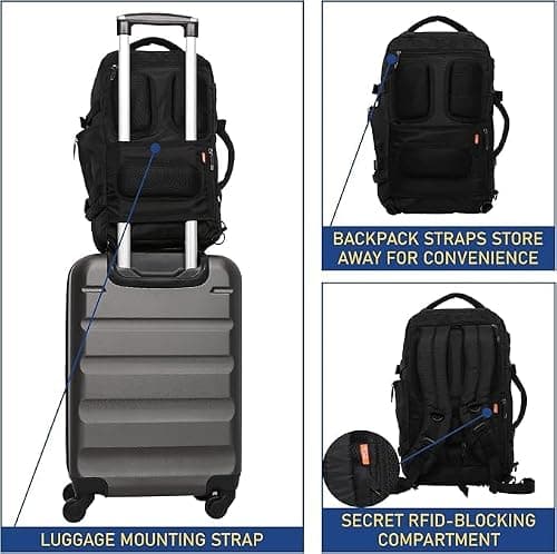 Aerolite Premium Ryanair & Wizz Air Lightweight Under Seat Travel Carry On Hand Cabin Luggage Backpack Rucksack Flight Bag Bags Fits 40x30x20 with YKK Zippers (Black) — view 6