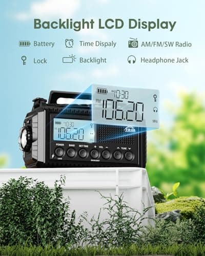 Roxicosly 12000mAh Wind Up Emergency Radio with Solar Hand Crank Charging — view 6