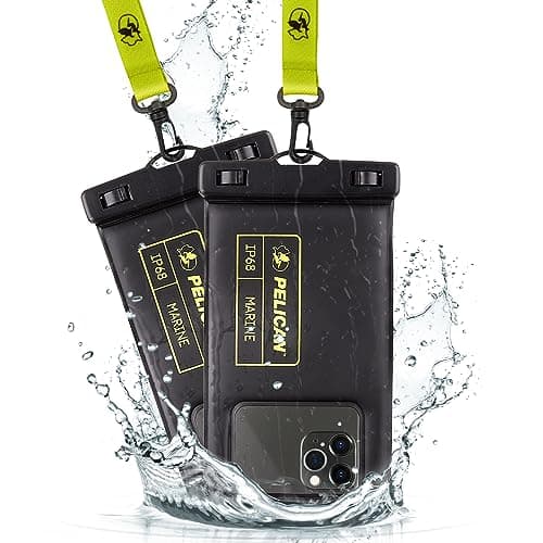 CASE-MATE 2 Pack - Marine Series Waterproof Floating Phone Pouch (Regular Size) - Smartphone Compatible - Black/Hi-Vis Yellow