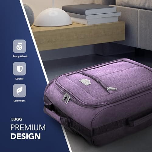 LUGG Cabin Size Lightweight Luggage - Durable 600D Polyester Snowflake Push Up Trolley - Solid Wheels - Easyjet, Ryanair, British Airways - Airway Locker (55x40x20cm) — view 3