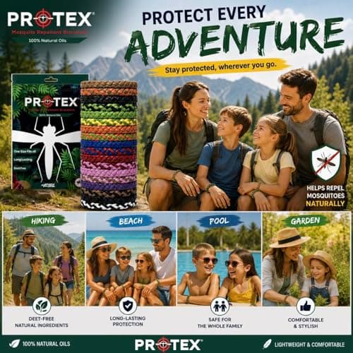 PR0TEX 18 Pack Insect Repellent Bracelet, Adjustable Leather Deet-Free Wrist Bands, Powerful Effective Protection, Mosquito Repellent Bracelets for Adults & Kids, Resealable Packaging — view 3