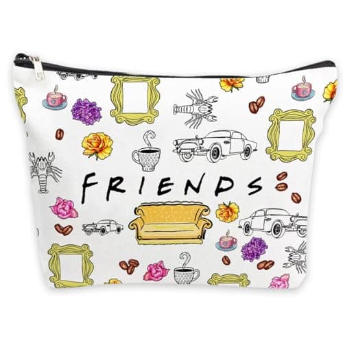 Friendship Gifts, Friends Makeup Bags, Beautiful Cosmetic Bag, Waterproof Linen Travel Toiletry Bag with Zipper, Portable Pouch Bag Gifts for Best Friend Lady Birthday