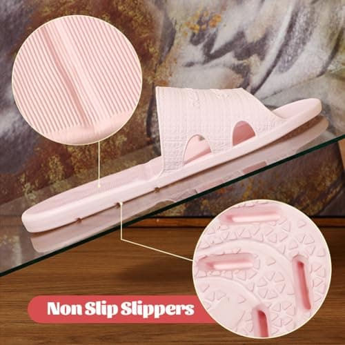 Foldable Shower Slippers, Portable Travel Slippers Foldable Sandals Quick Dry Non Slip House Bathroom Shower Slipper (Pink, UK Footwear Size System, Adult, Women, Numeric Range, Medium, 5, 6) — view 4